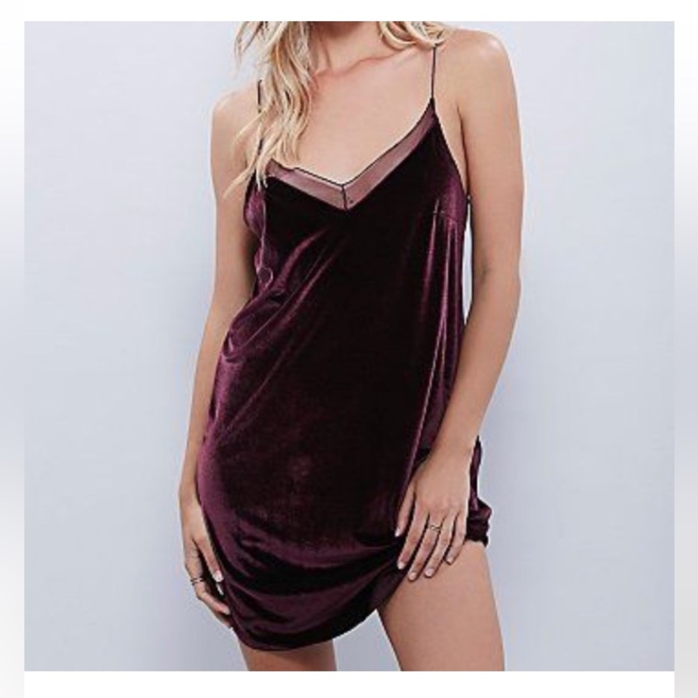 Free People Red Velvet Slip Dress